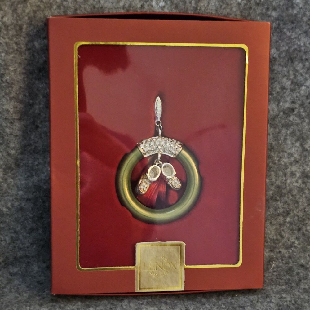 Lenox Baby Jewels Baby Boy Ring Silverplated Ornament Red Ribbon